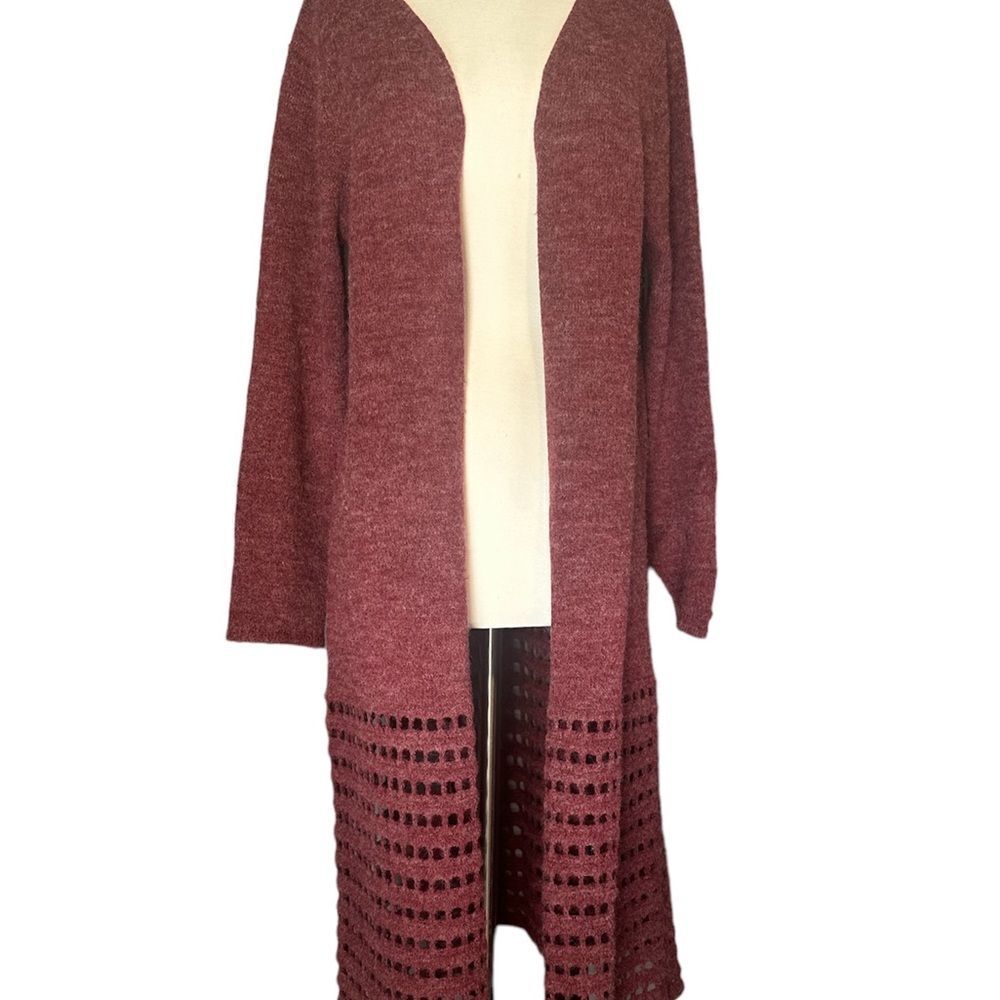 SOFT SURROUNDINGS Open Front Long Knit Cardigan DUSTER (sz L) - Picture 3 of 7
